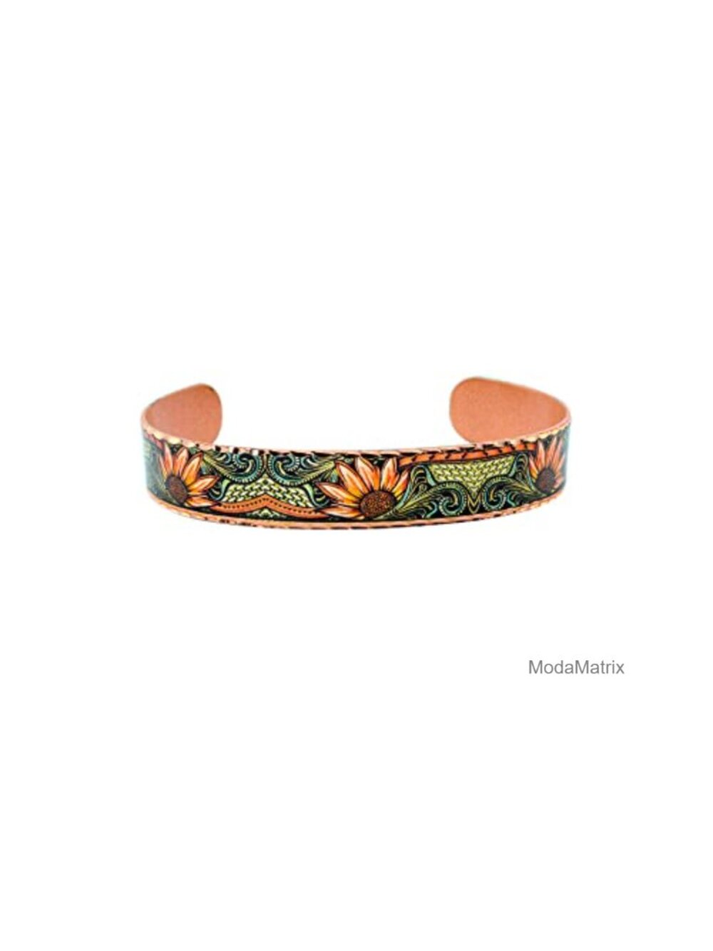Handmade Copper Sunflower Cuff Bracelet – Western Autumn Nature-Inspired